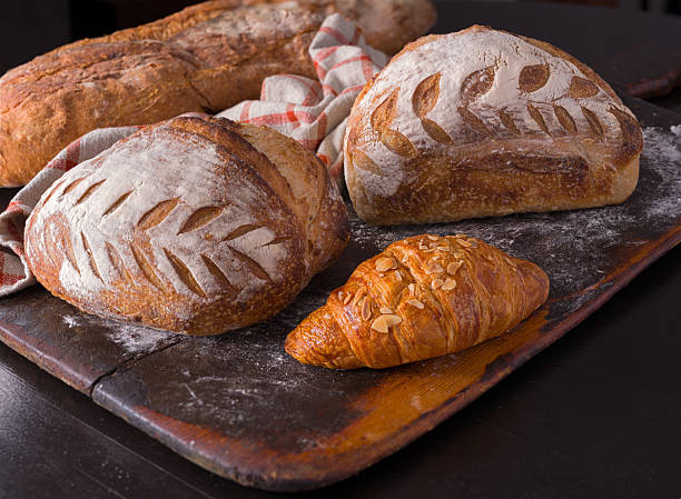 Sourdough loaves and almond croissant