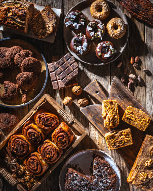 Assorted vegan desserts and bakery treats